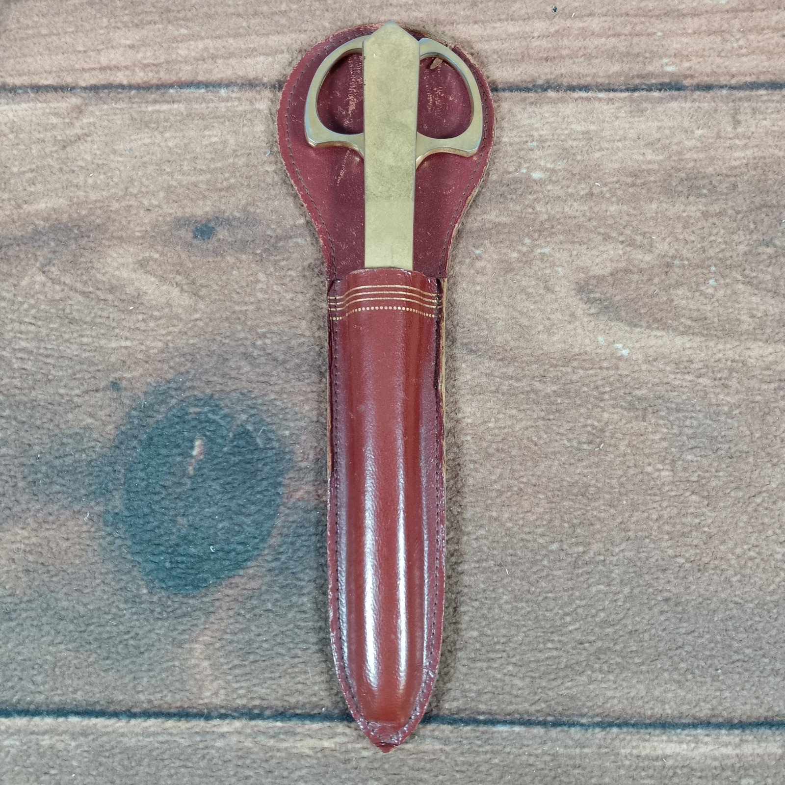 Vintage Solingen Germany Letter Opener and Scissors Set with Leather Case