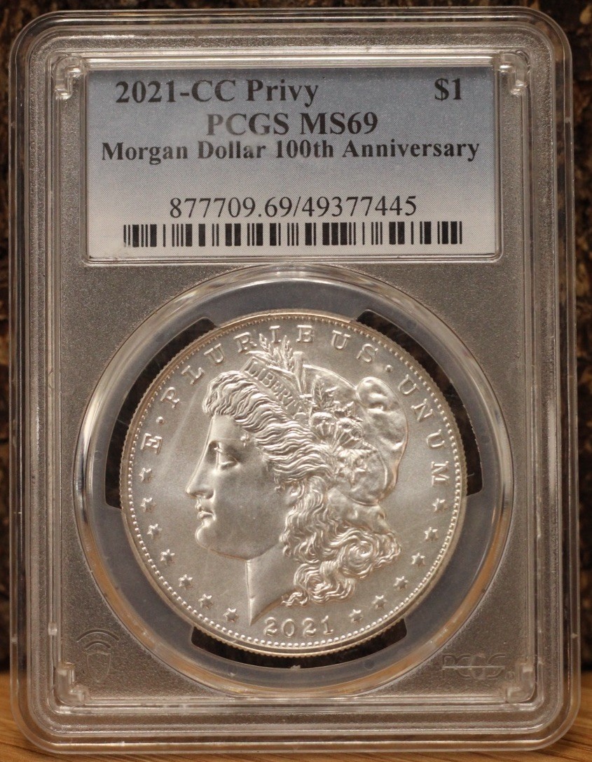 Morgan Dollar 2021 CC Privy 100th Anniversary PCGS MS69 $1 Silver Coin