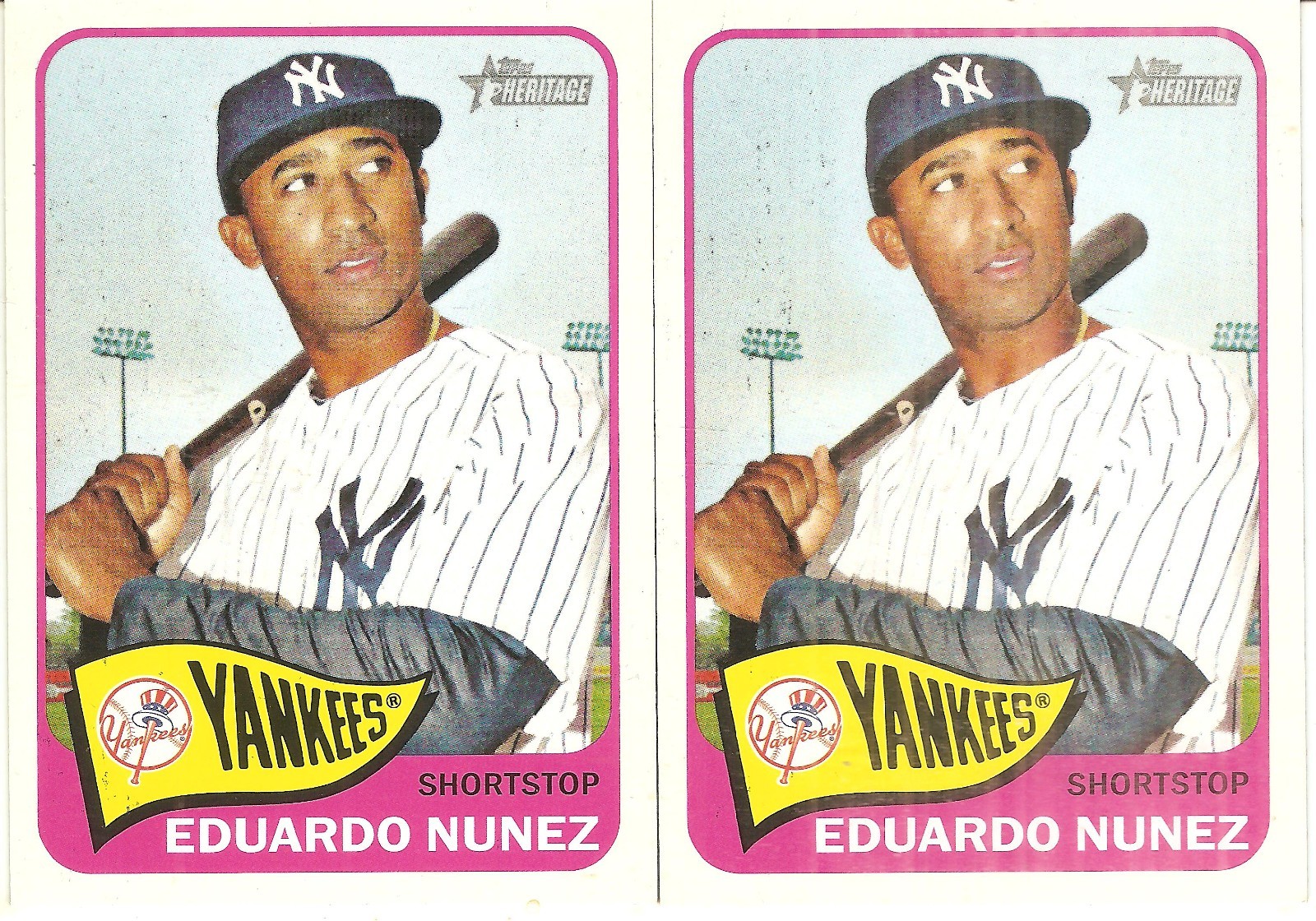 2 CARD 2014 TOPPS HERITAGE EDUARDO NUNEZ BASEBALL CARD LOT