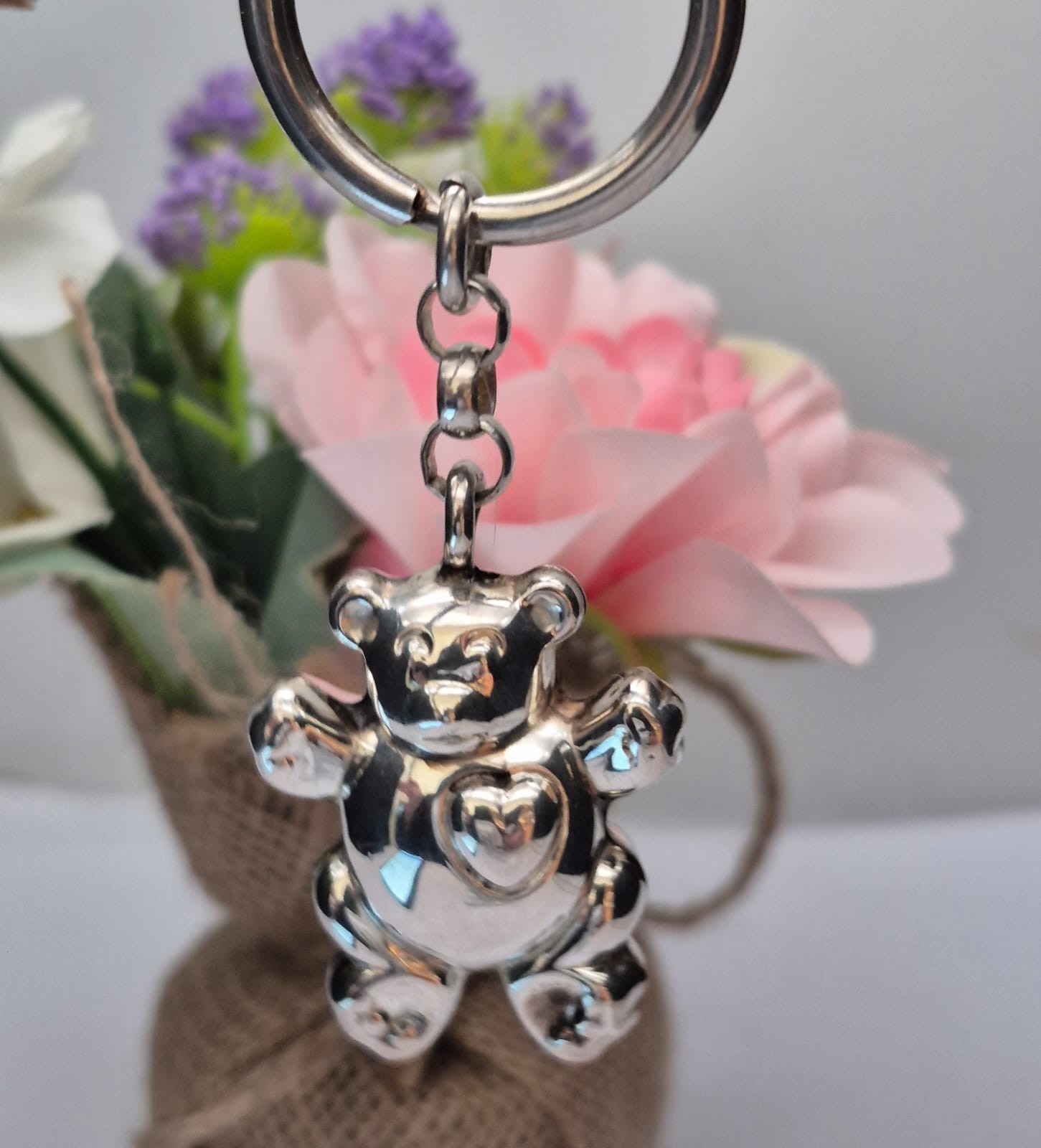 Sterling Silver Teddy Bear Keyring, Excellent Condition, Very Cute 
