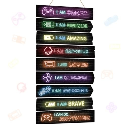  Set of 9 Boys Room Bedroom Decor Boys Inspirational Wall Decor Wood Game