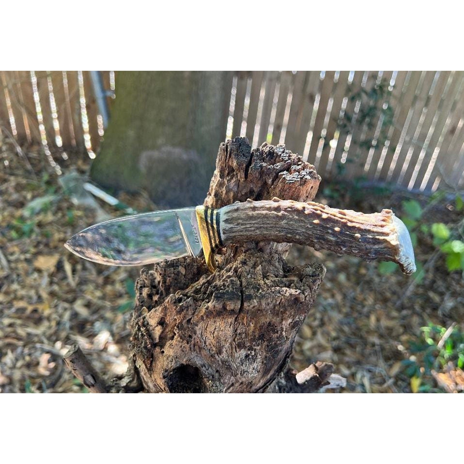 Handmade Drop Point Hunting Knife: 01 Tool Steel, Mule Deer Antler, Sheath