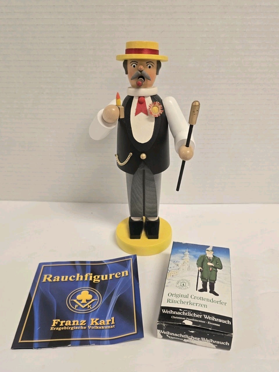 German Franz Karl SMOKER GENTLEMAN Cigar Smoking Incense Burner Unused W Incense