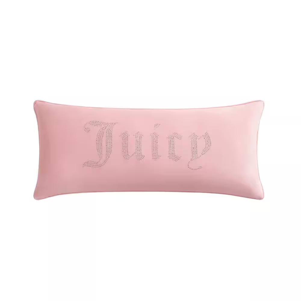 Silver Rhinestone Blush Pink 16 In. X 36 In. Throw Pillow