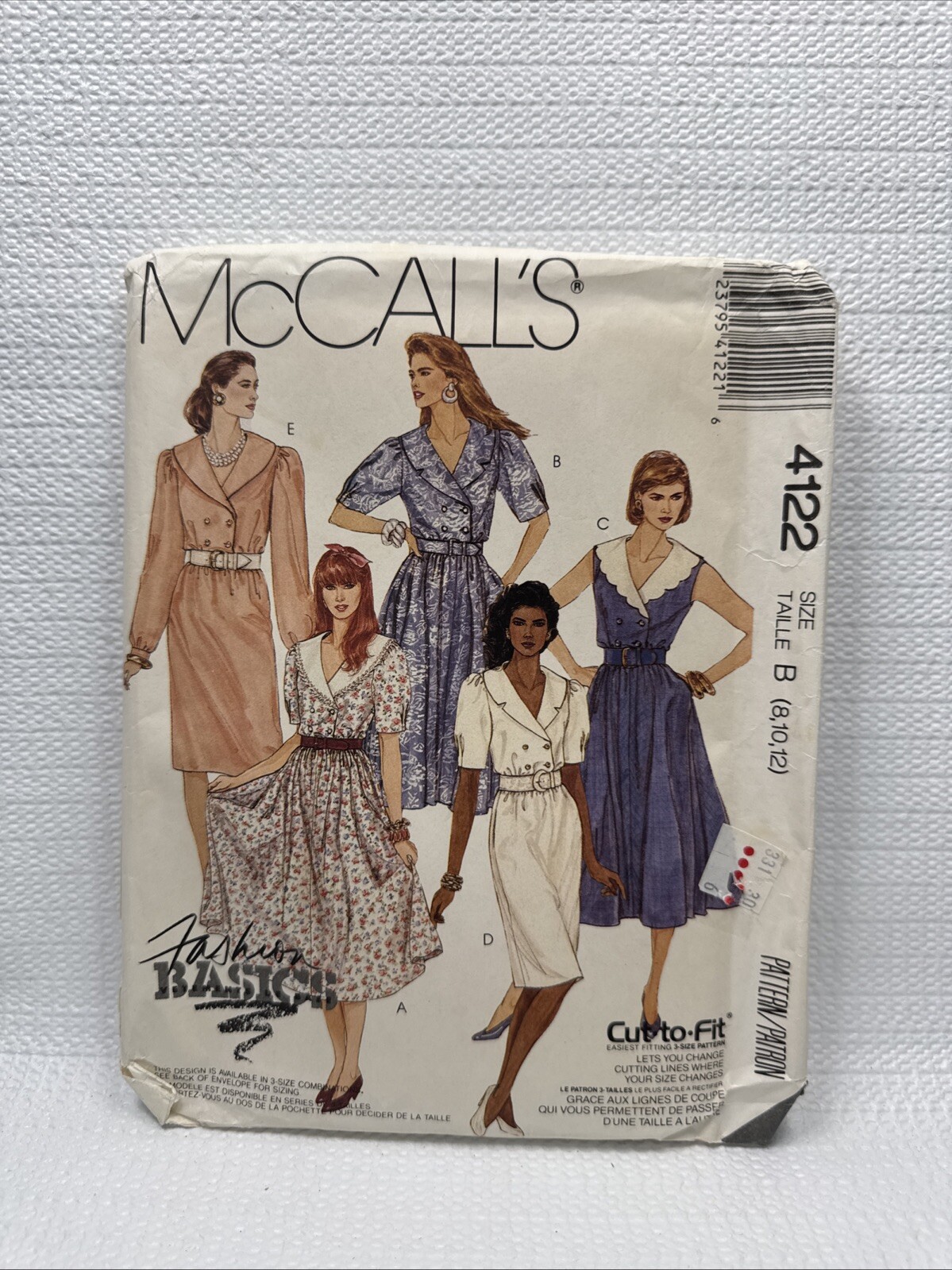 McCalls 4122 Misses Dress Collar Variations Pattern 8-12 *Uncut