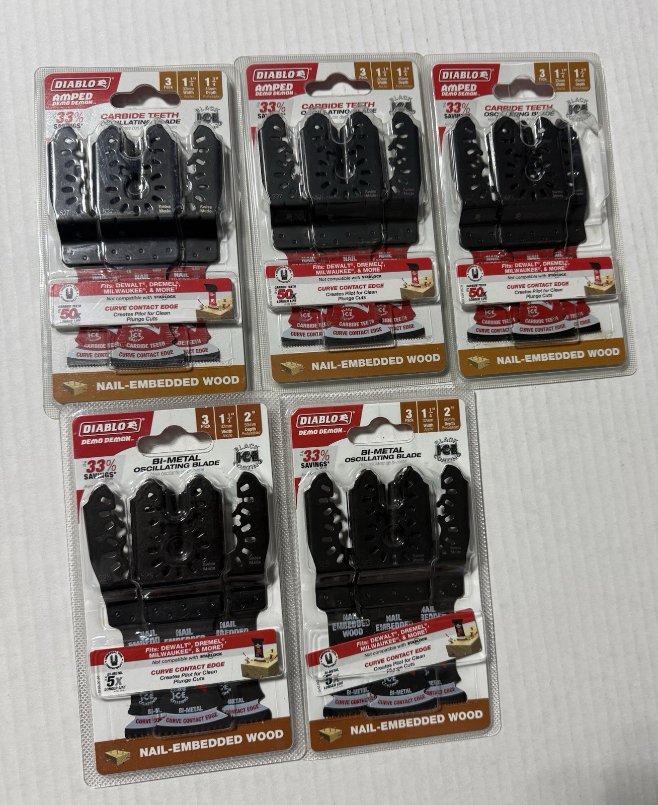 15 Diablo Demon Oscillating Blades 1-1/4" Width 2” Depth for Nail Embedded Wood