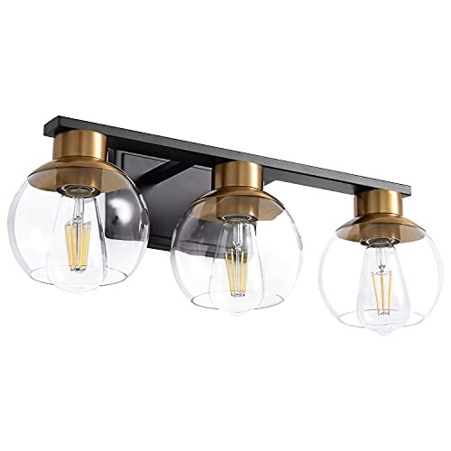  25 Inch Vanity Light Modern Bathroom Wall Lighting 3 Lights Black Gold