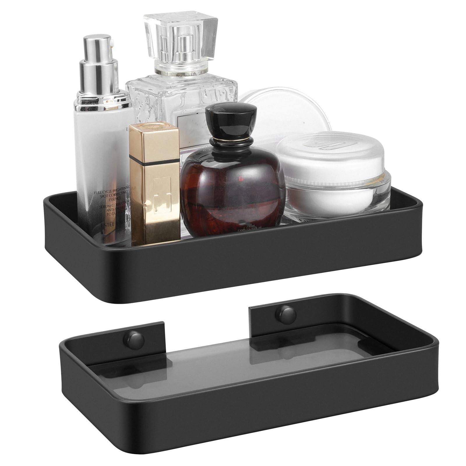 Z Metnal Small Glass Bathroom Shelves Matte Black Floating Shelf Mini Wall Shelf