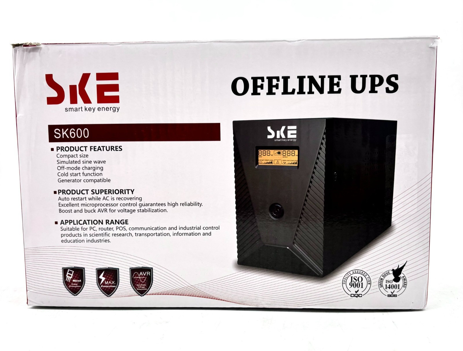 SKE: Smart Key Energy Compact Size Offline UPS Model SK600 - Black