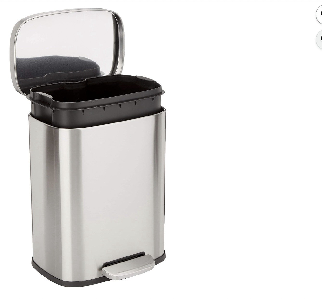 Silver Matte Metal Step On Trash Can with Removable Lid, Modern, Medium