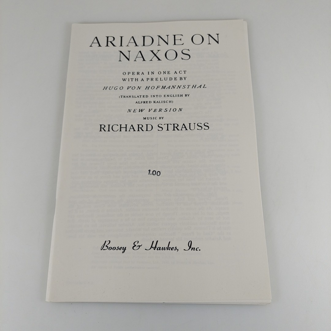 Boosey & Hawkes Richard Strauss Ariadne Auf Naxos Opera & Prelude Program 1944