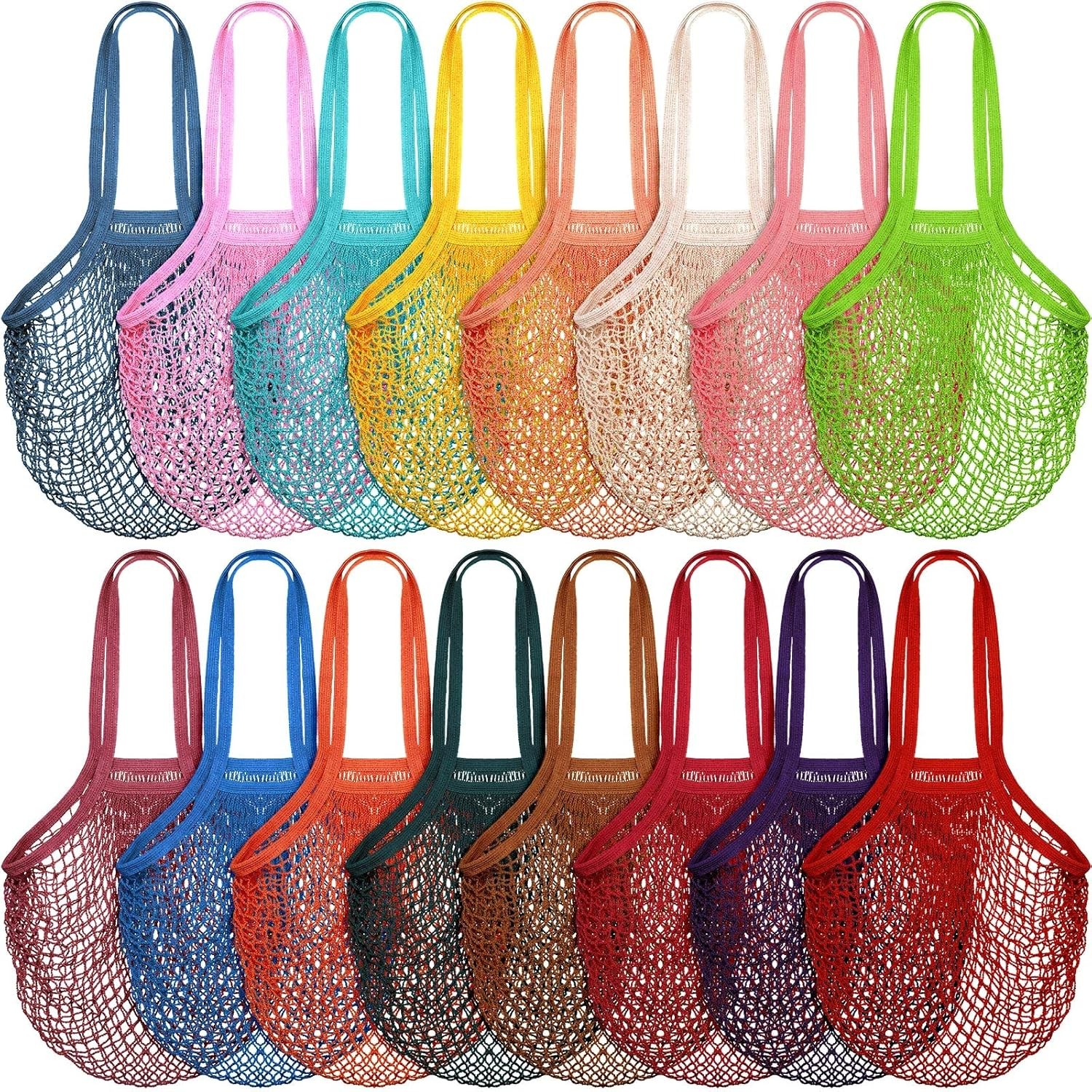 Shappy 16 Pcs Reusable Grocery Bags Mesh Produce Bags Washable Cotton Mesh Tote 