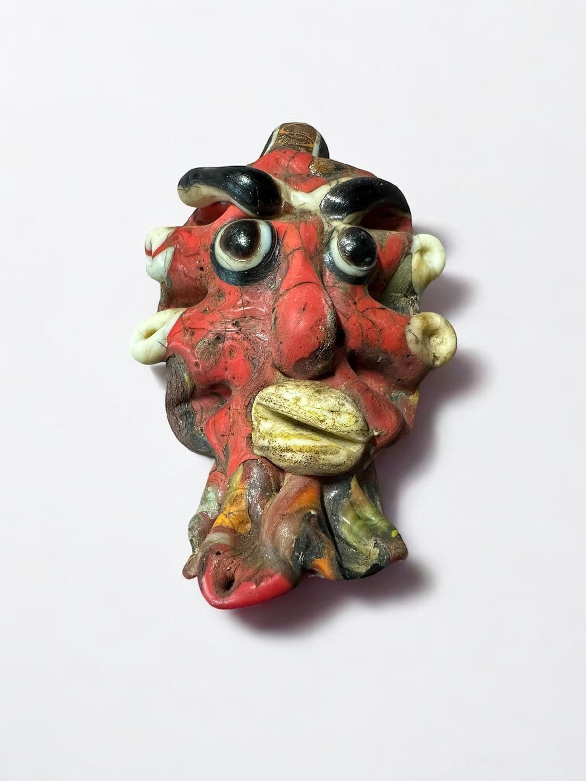 Ancient Style Roman Mosaic Glass Face Amulet Pendant - Phoenician Artifact(P101