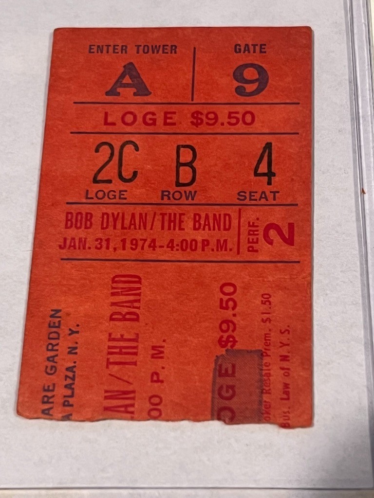 Bob Dylan and The Band Jan 31 1974 Perf 2 Madison Square Garden Ticket Stub