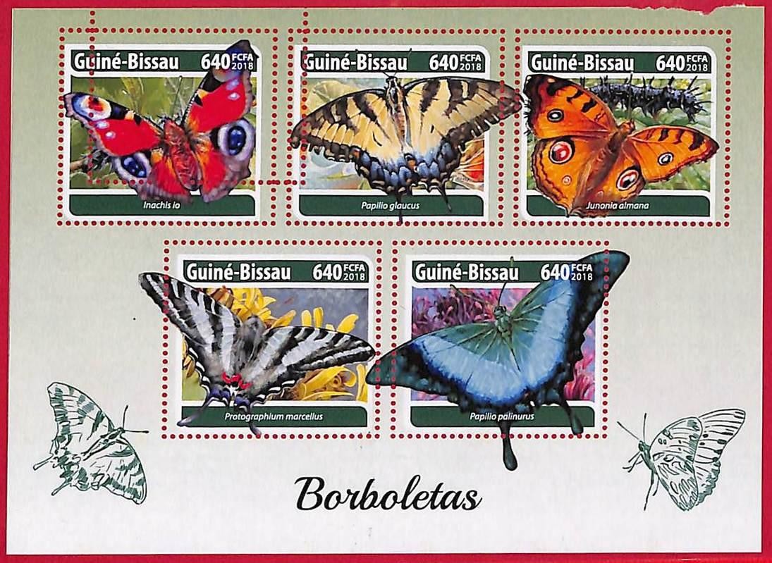 A5185 - GUINE-BISSAU - ERROR MISPERF Stamp Sheet - 2018 - Butterflies