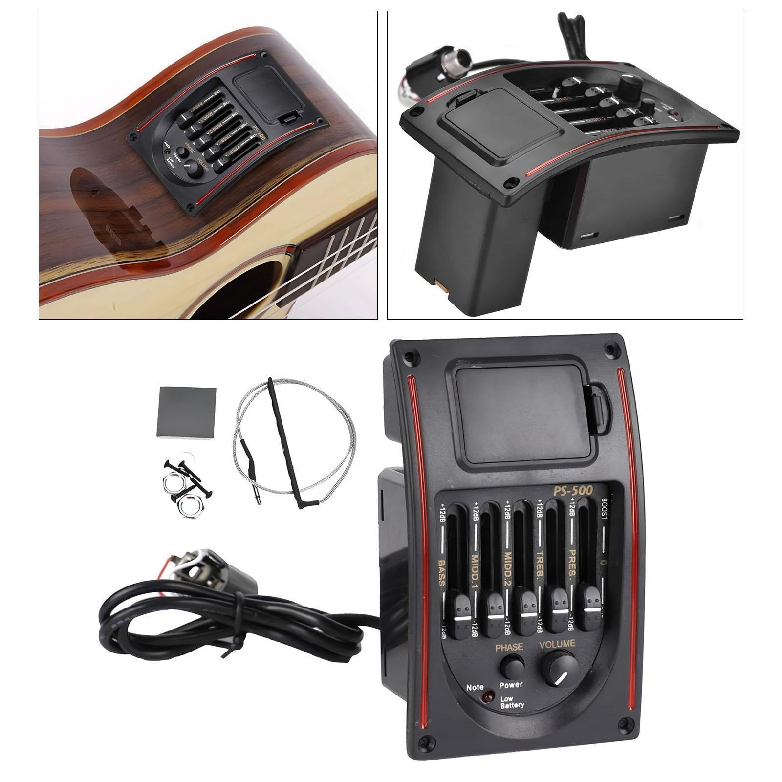 Preamp for Acoustic Guitars Music Instrument Accessory Piezo Pickup Tuner