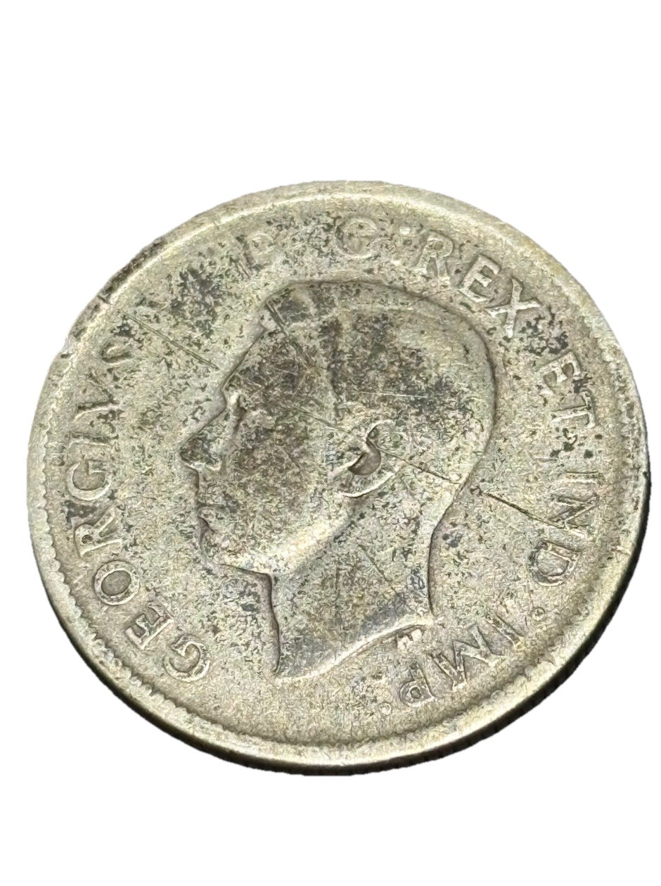 1945 Canadian 25-cent Coin WWII Era Silver Coin King George VI