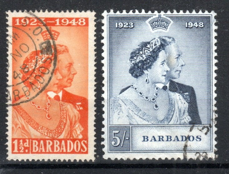 Barbados 1949 Royal Silver Wedding set SG 265-66 FU CDS