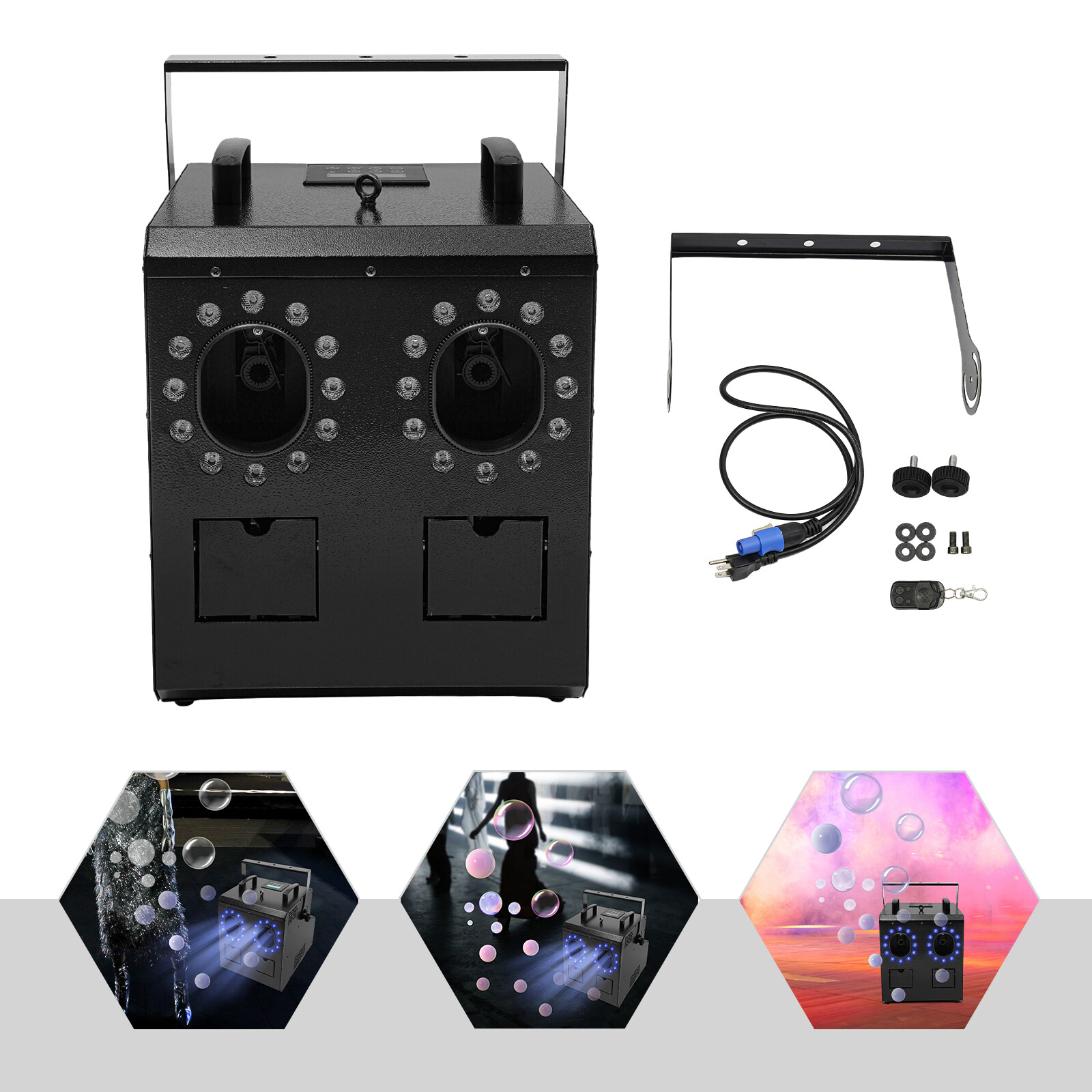 900W DMX Smoke Fog Bubble Machine RGB LED Light Bubble Blower Stage DJ Fogger US