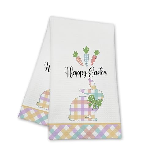 Happy Easter Kitchen Towels Bunny Hand Towels for Bathroom Farmhouse Pastel