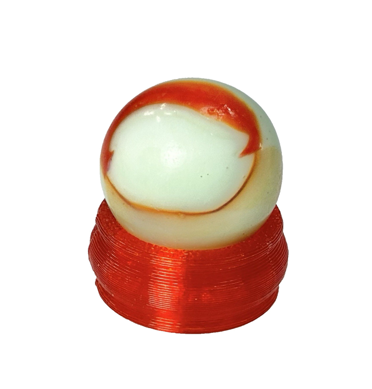 Akro Agate Popeye Corkscrew .60” Vintage Glass Orange & White Marble