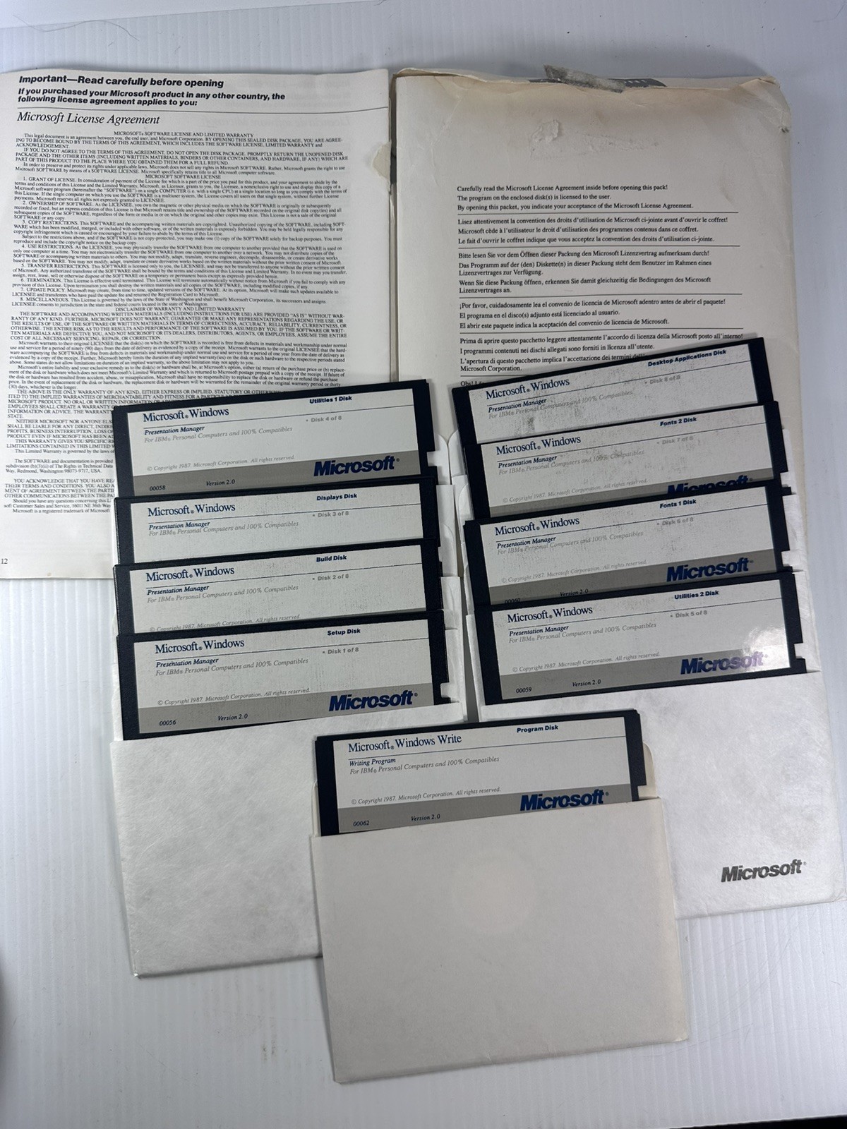 Vintage Microsoft Windows Presentation Manager 5 1/4" disks VER 2.0 1987 & Write