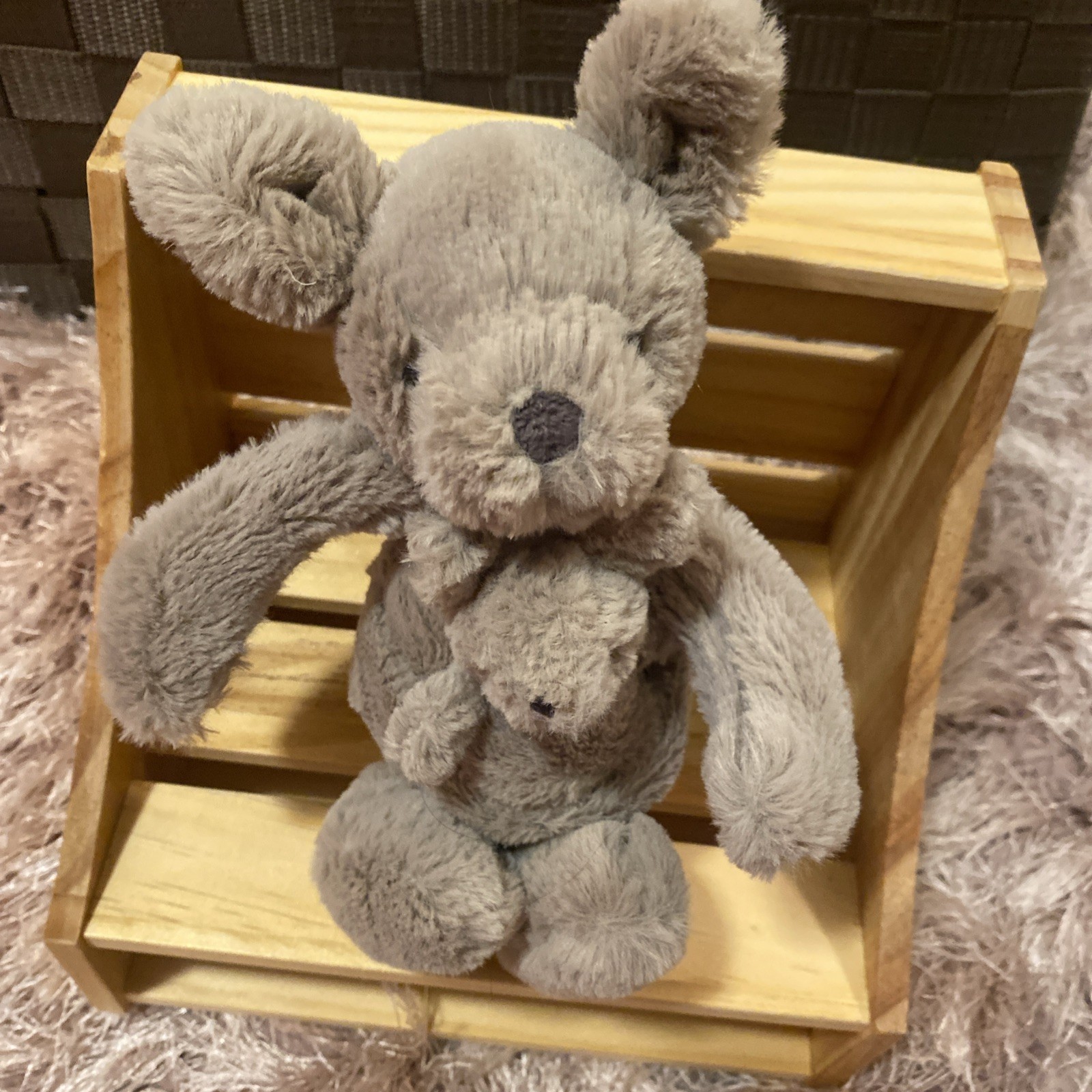 Jellycat Kara Kangaroo & Baby Joey Plush 15” Stuffed Animal Rare Retired *READ*