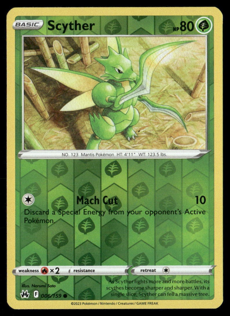 Scyther Reverse Holofoil Common Crown Zenith 006/159 NM