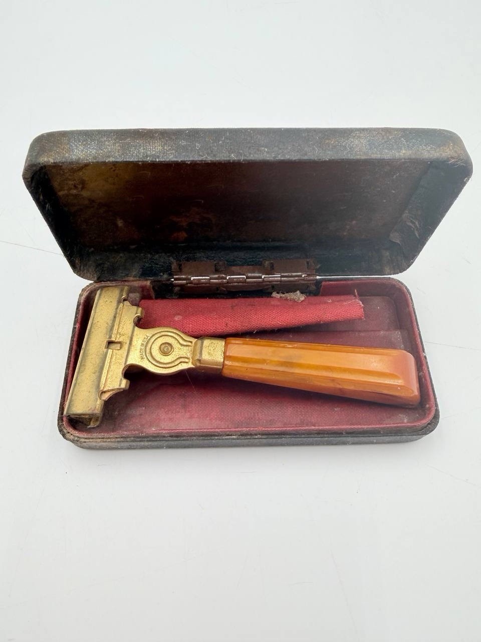 Vintage Schick Injector Safety Razor Bakelite Handle w/ Case Made in USA