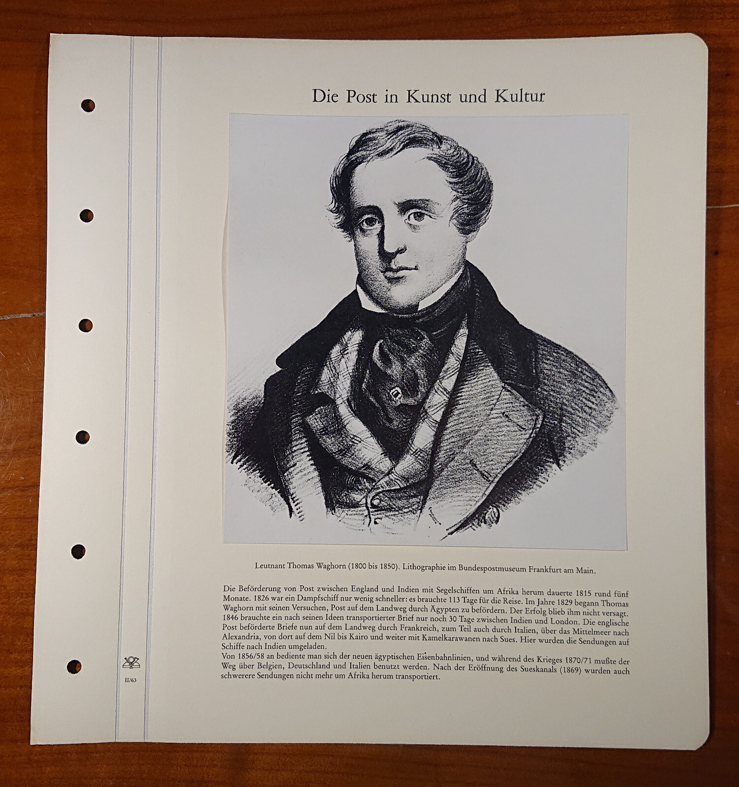 Form Sheet Post Art & Culture Lieutenant Thomas Waghorn Lithograph Reprint