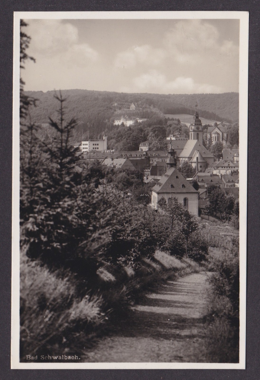 Vintage postcard Bad Schwalbach panoramic town view spa Hesse Germany