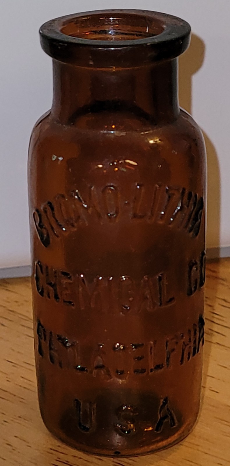 1890's Bromo Lithia Chemical Co Philadelphia Pa Amber Medicine Bottle Embossed 