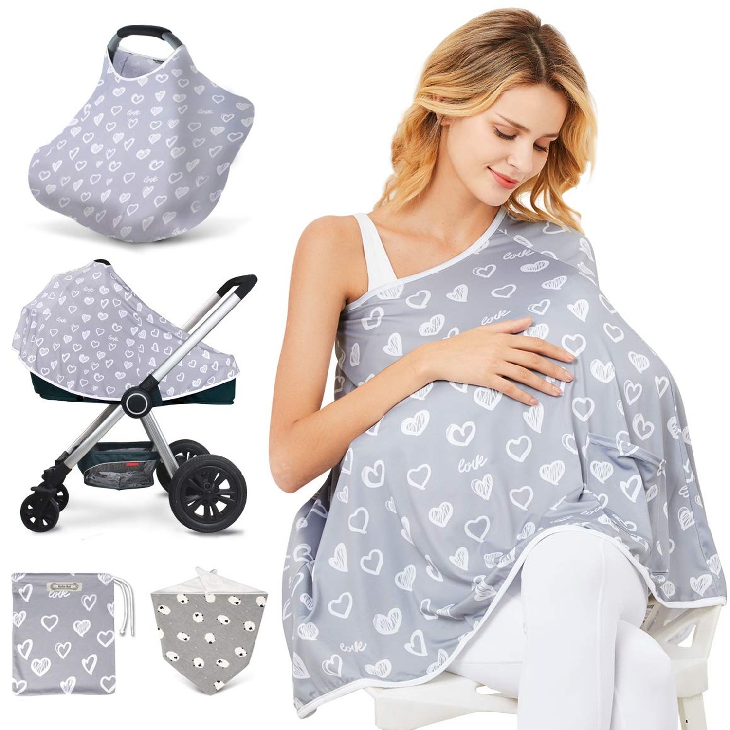 Baby Nursing Cover & Nursing Poncho - Multi Use Cover for Baby Car Seat Canop...