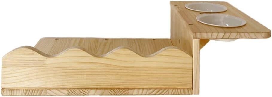 Large Suspension Double Bowl Shelf Dishes/Wall Mounted for Eat Or Drinking/Block