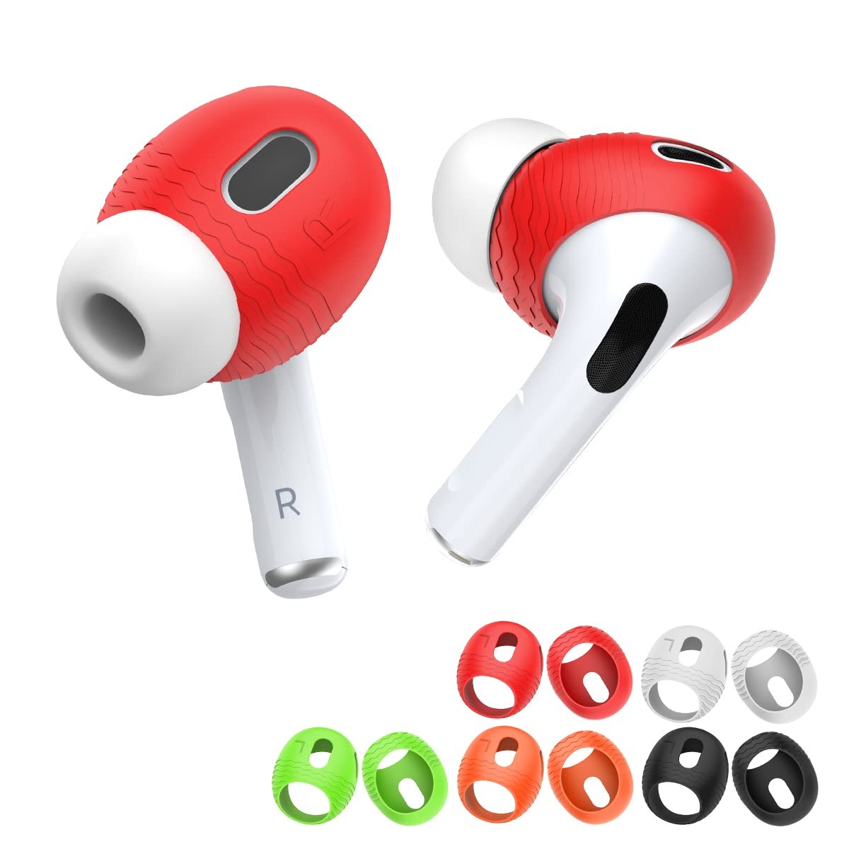 5 Pairs for AirPods Pro 2 Ear Tips Covers Black, White, Orange, Green, Red 