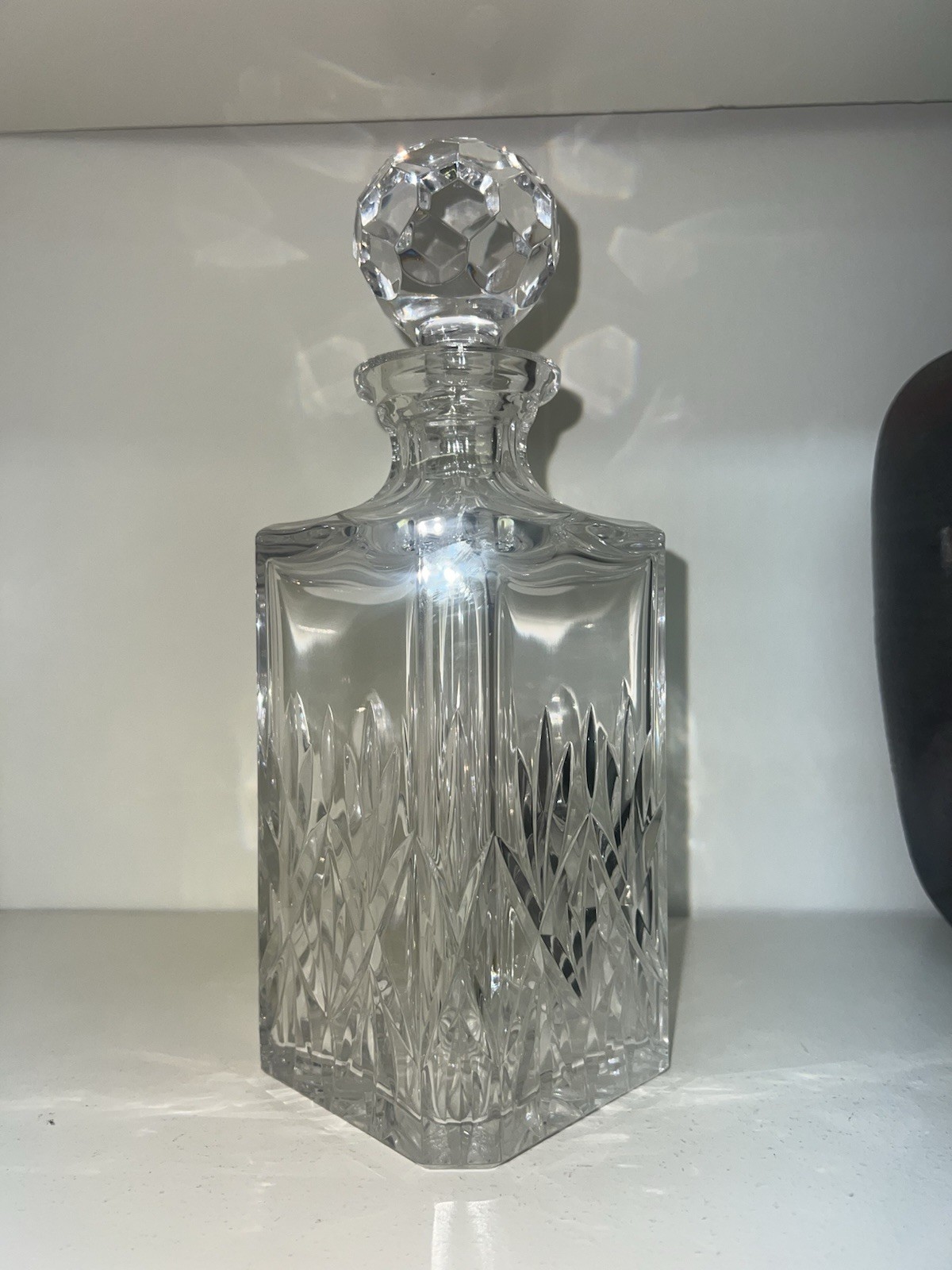 Tiffany & Co. Crystal Decanter Grenada Barware Heavy Clear Cut Ball Stopper