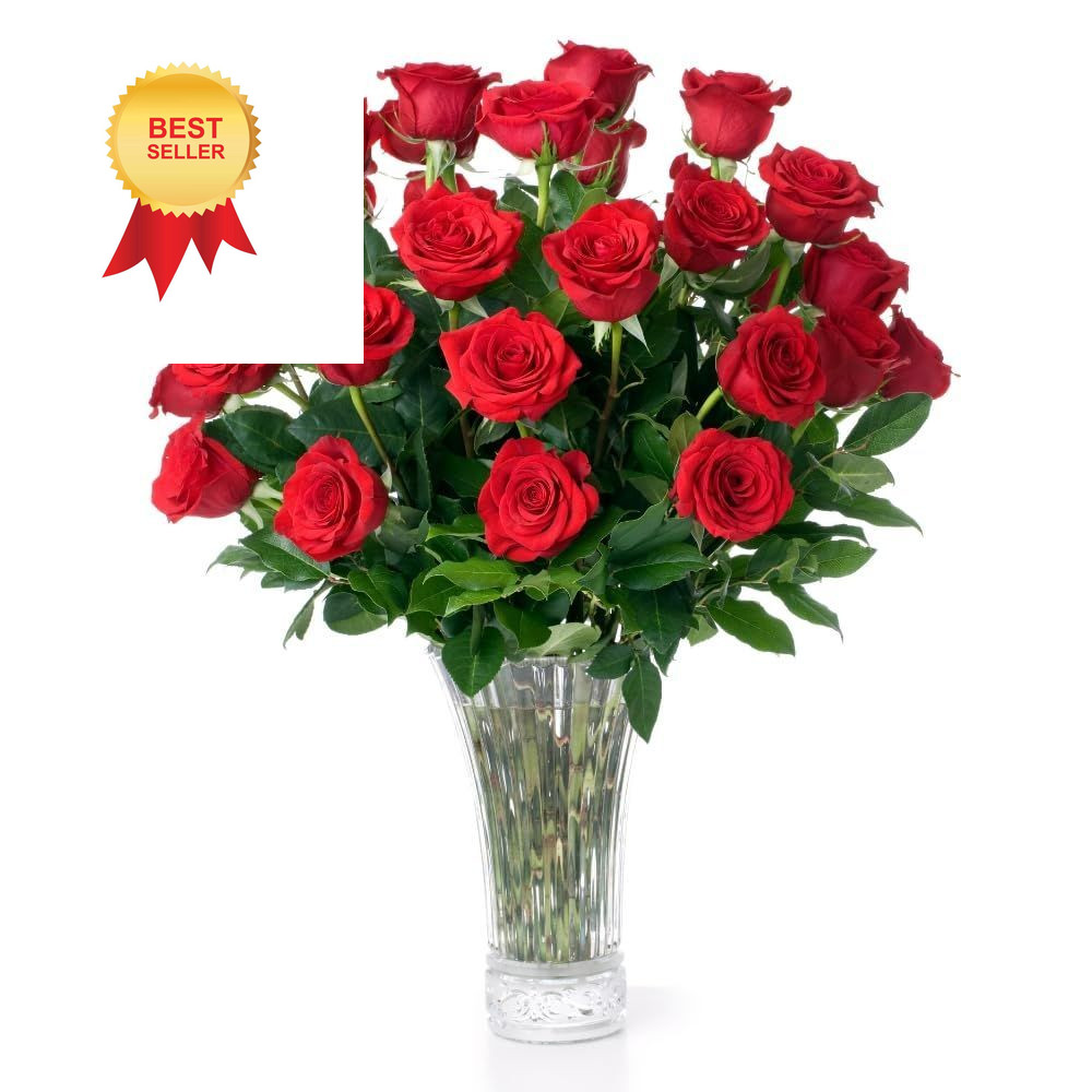 Aquarossa Farms – Flowers for Delivery, Fresh Bouquet, 24 STEMS, RED 