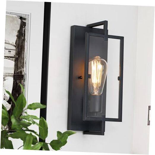 1-Light Bathroom Light Fixture, Matte Vanity Lights Wall Sconce with Black