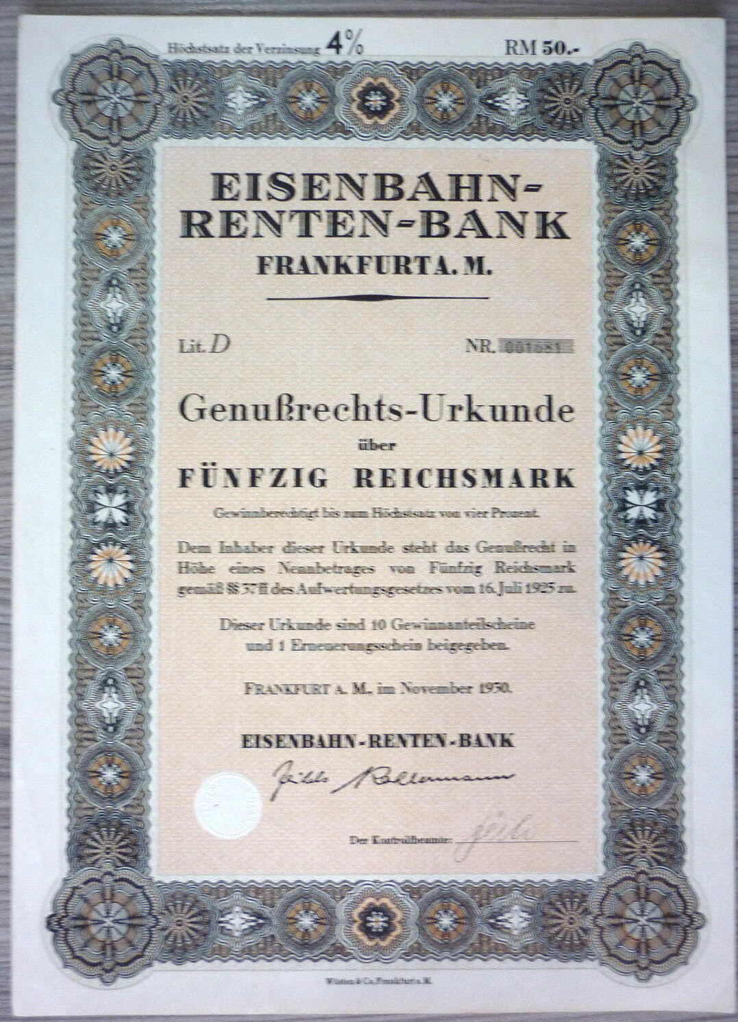 Stock, Railway Rentenbank 1930 (Art.3239)