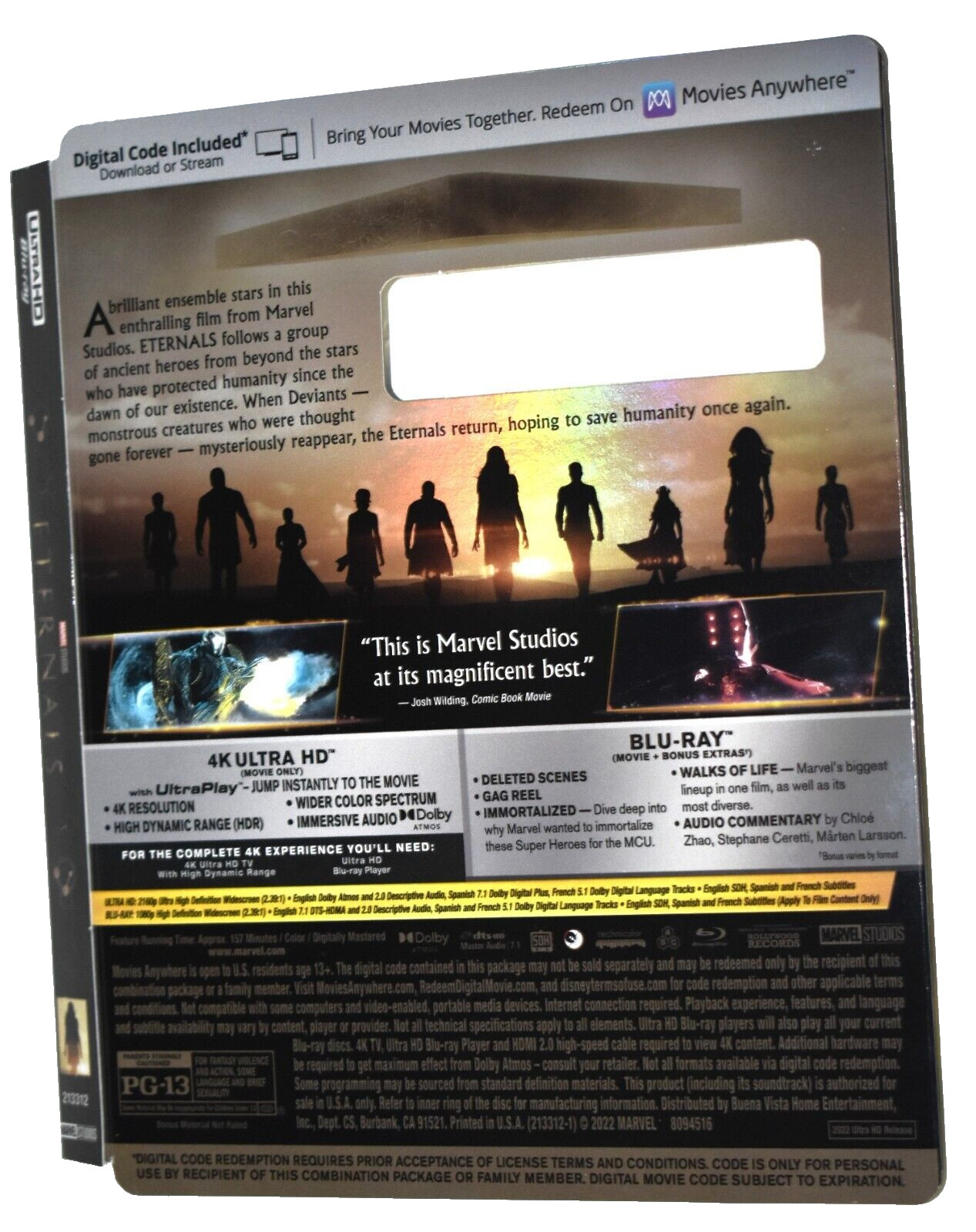 UHD SLIPCOVER  ONLY - Fits: Eternals Marvel Ultra HD 4K Blu-ray -SLIPCOVER ONLY