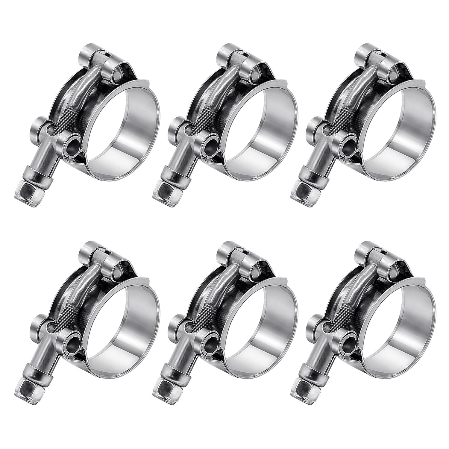 6 Pack 1 inch T-Bolt Hose Clamps, Stainless Steel_304 Working Range 32mm-37mm...