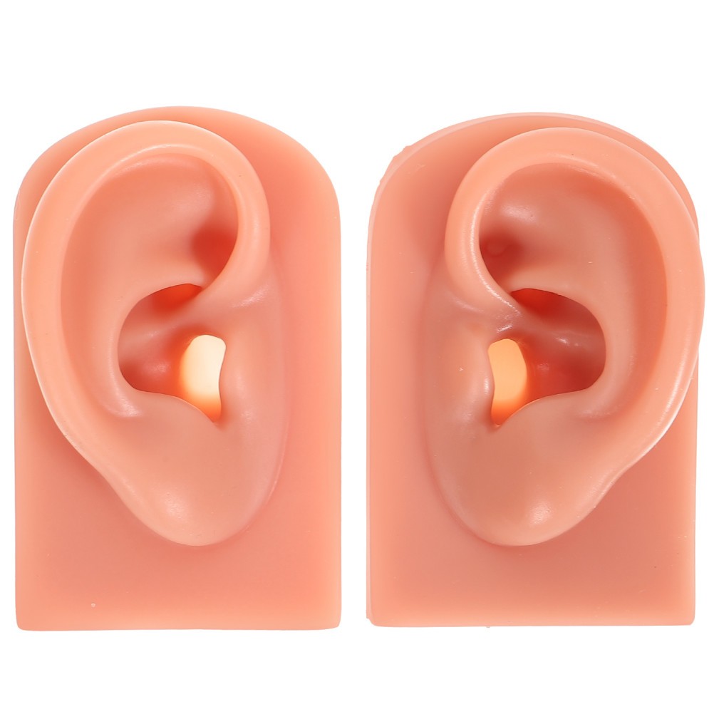 2 Pcs Silicone Ear Models For Piercing Practice Artificial Human Ear Simulation