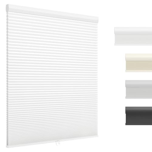 Light Filtering Cordless Cellular Shades, 22" W × 64" H Light Filtering White