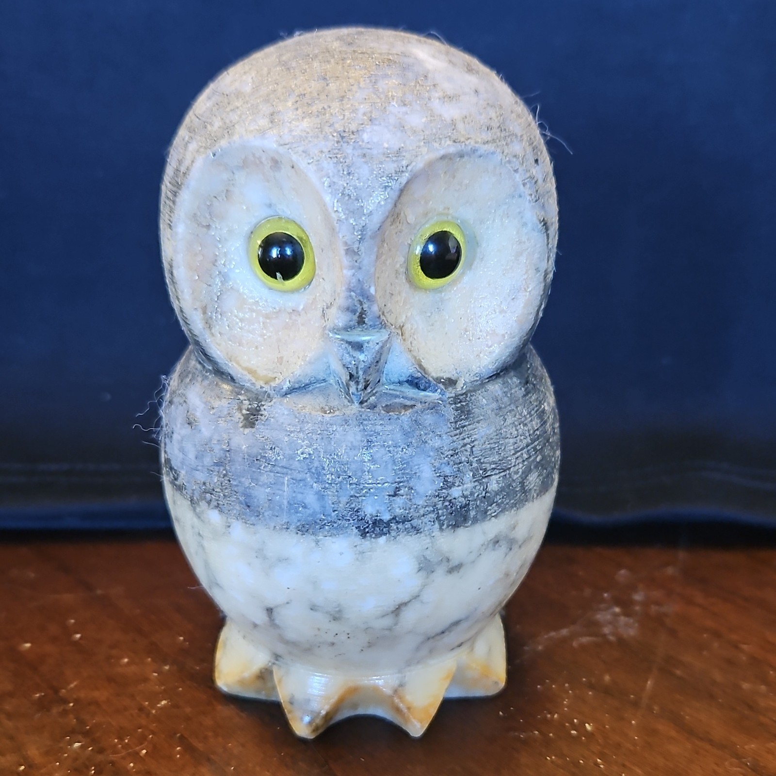 Handmade Hand Carved Alabaster Owl Bird Figurine Sculpture Made in Italy