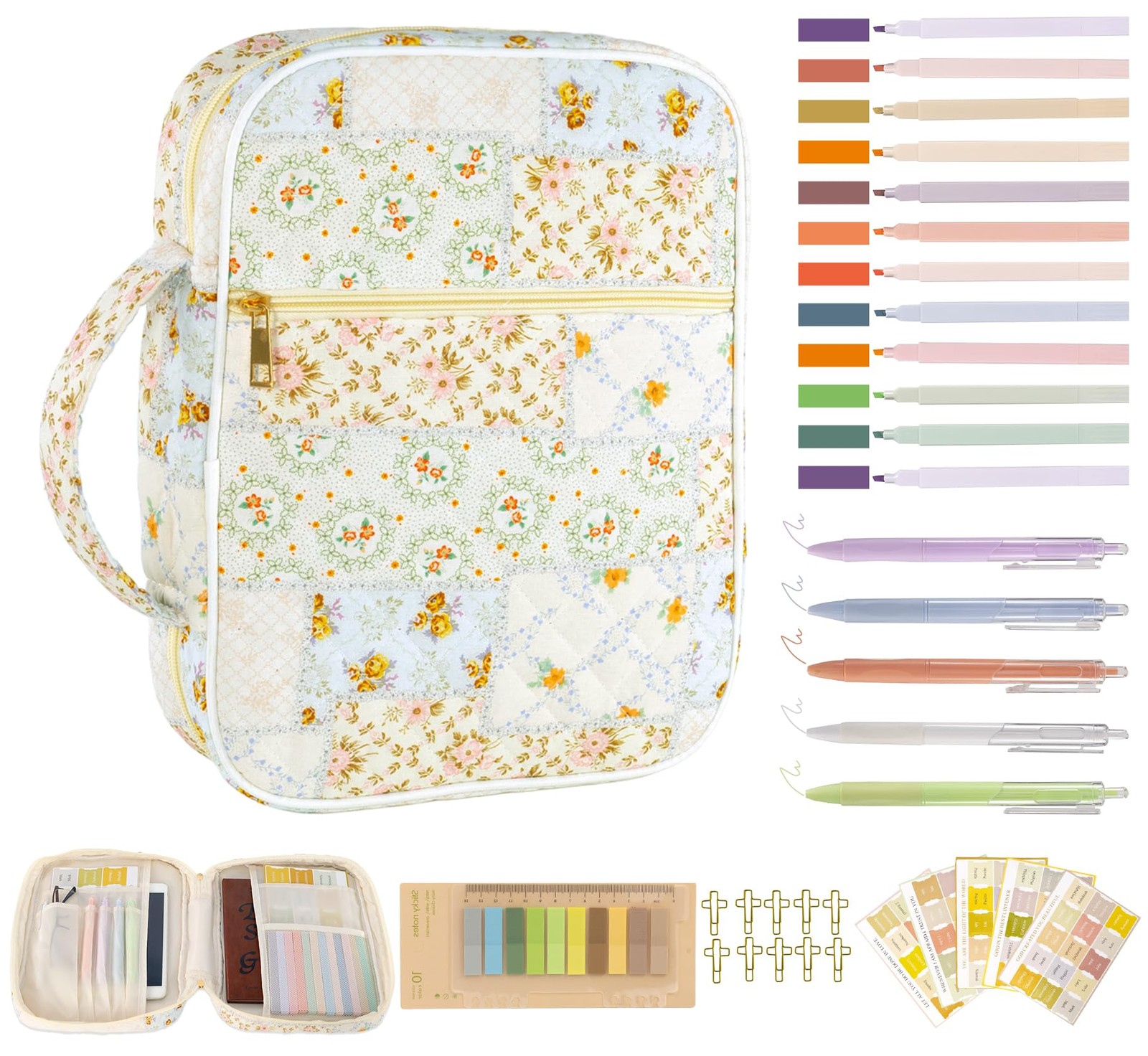 Bible Cover Case for Women, Large Bible Bag with Bible Study Supplies Accesso...