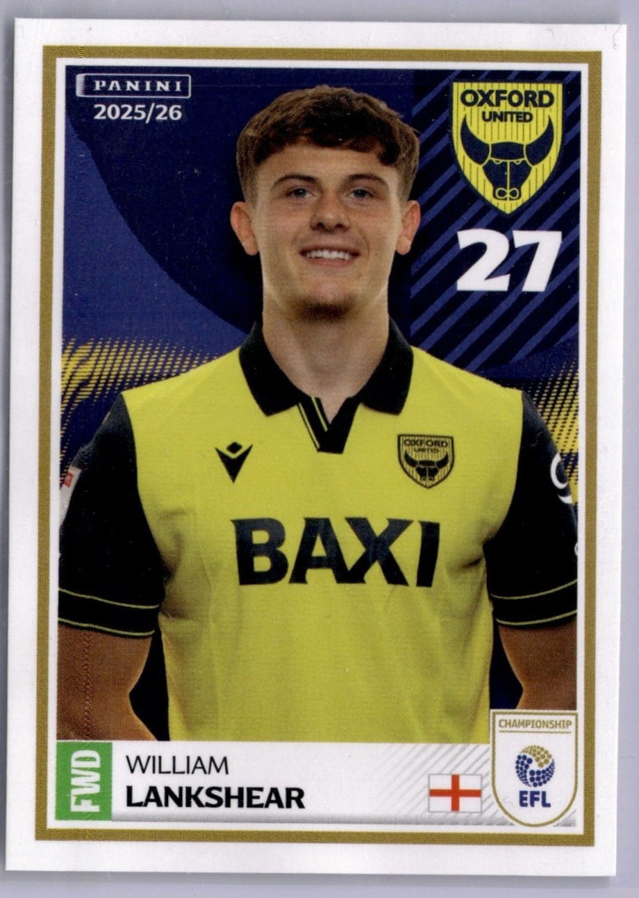 William Lankshear Oxford 274 Panini EFL Stickers 25/26 Football