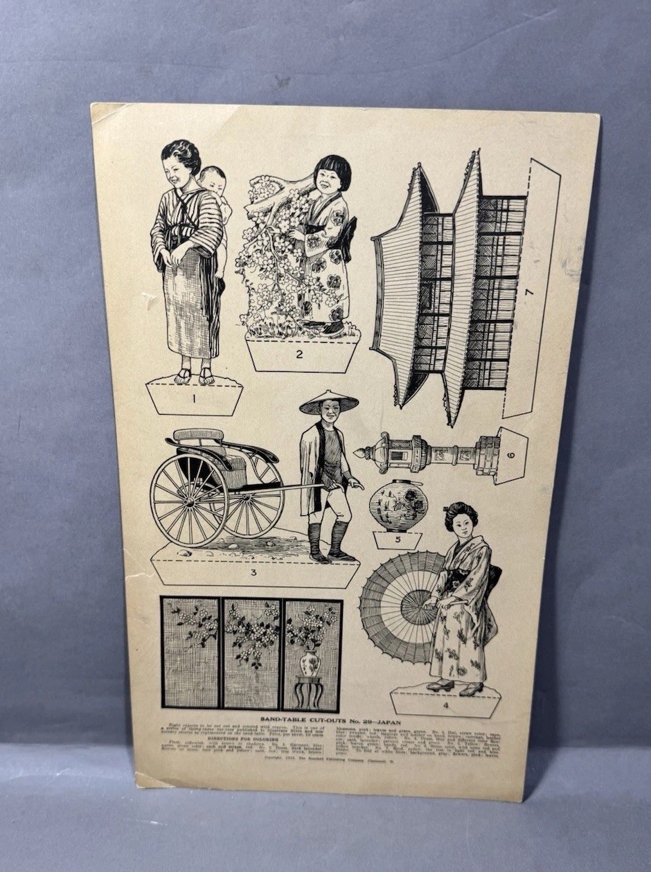 Vintage Sand Table Cut-Outs No. 29 - Japan Japanese Paper Doll Uncut 1922
