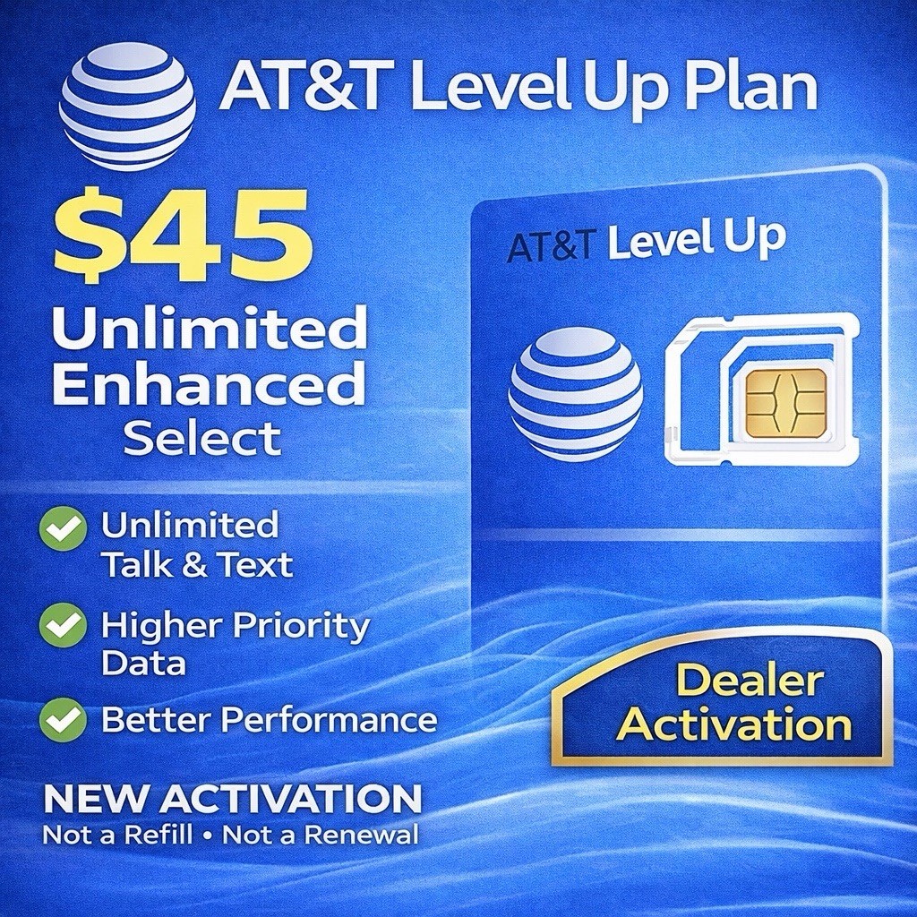 AT&T Prepaid Level Up - $45 Unlimited New Activation - NOT REFILL