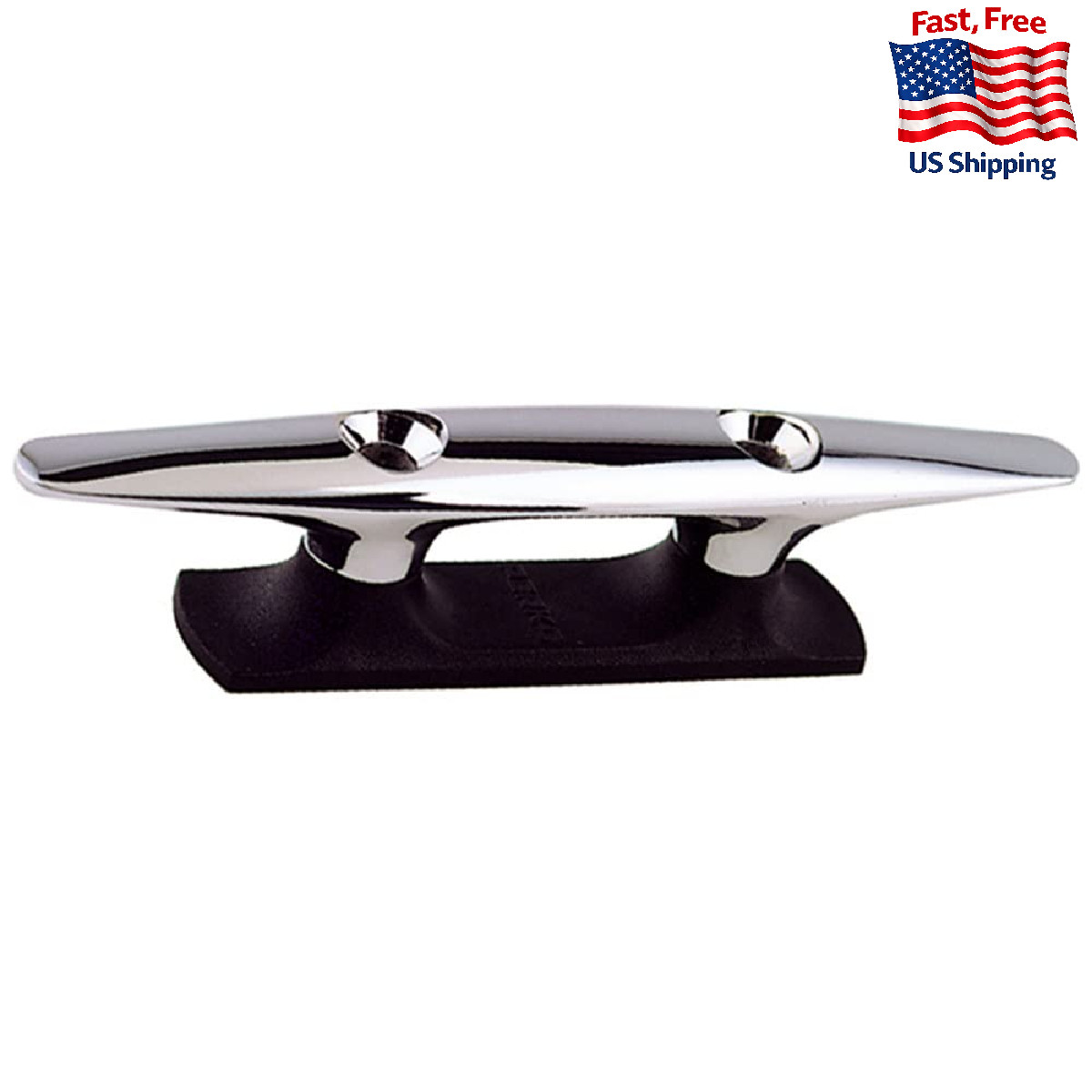 Perko Chrome-Plated Open Base Cleat 6.25in Black Polymer Marine Hardware