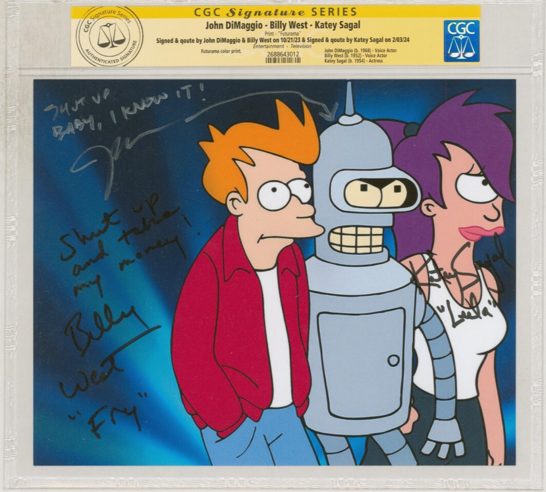 CGC SS Futurama SIGNED X3 Photo Print ~ Billy West John DiMaggio AND Katey Sagal